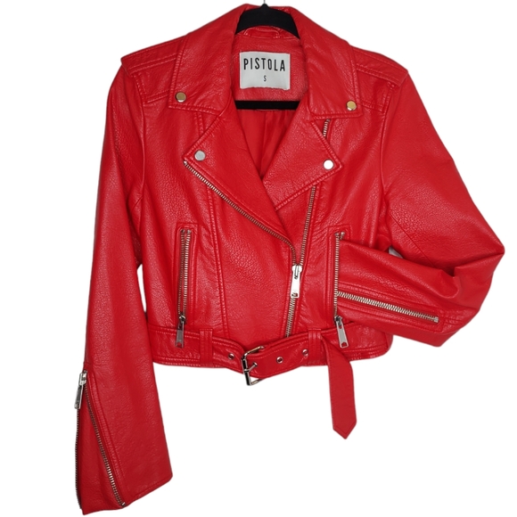 TRACY RED LEATHER JACKETS - Picture 4 of 11